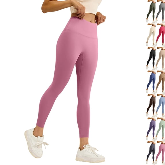 2026 Yoga Pants Women High Waisted Tummy Control Running Workout Yoga Leggings Lightweight Stretchy Pants Pink M