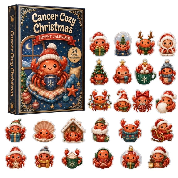2026 Zodiac Crab Advent Calendar, 24-Day Christmas Countdown Blind Box with Collectible 2D Flat Hanging Charms, Unique Seasonal Ornament Set for Tree & Home Display, Holiday Stocking Stuffer Gift