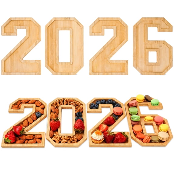 2026 charcuterie numbers fillable, Wooden Number Charcuterie Board Boxt - Solid Wood Marquee Numbers Serving Tray, Fillable Food Tray for Graduation Party Supplies & 2026 Decoration