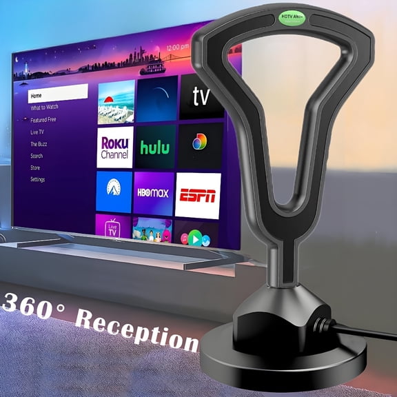 2026 dual amplifier high definition TV antenna, smart TV indoor digital antenna, 360 ° long-distance reception, strong magnetic base, support 4K and 1080P free broadcast reception