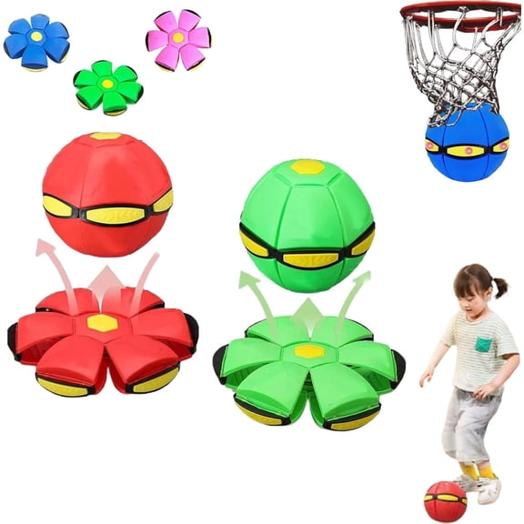 2026 model magical transformable bouncing ball, automatically bouncing to bring double fun. Equipped with 3 LED lights. Upgraded creative flying disc-style start-up magic ball (set of two pieces)