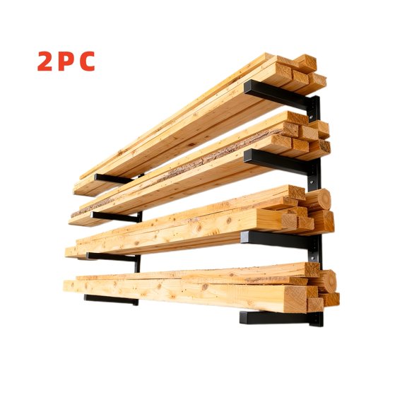 2026 model year wooden wall mounted storage rack, heavy-duty wooden storage rack, metal wooden sorting rack, suitable for sheds and garages (four layer black)