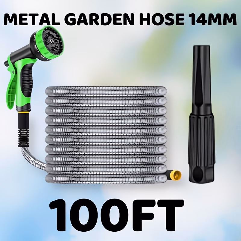 2026 new 100FT heavy-duty stainless steel garden hose - super soft, anti perforation, rust proof water pipe, easy to irrigate the courtyard, no tangling and bending design, easy to store and operate