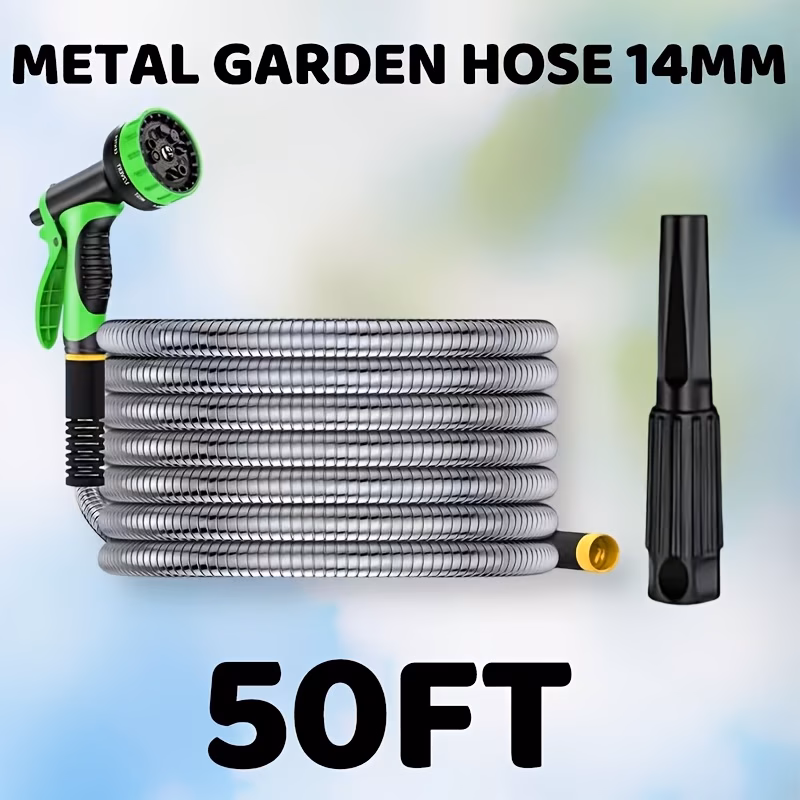 2026 new 25FT heavy-duty stainless steel garden hose - super soft, anti perforation, rust proof water pipe, easy to irrigate the courtyard, no tangling and bending design, easy to store and operate