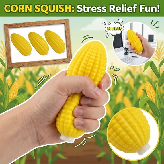 2026 new Autism Sensory toys, Sensory toys for Autism, Silicone Sensory Fidget, 4X2 in, Yellow Corn Shape, 1 Pc, Slow Rising, Quiet Fidget toys, on The Go Use