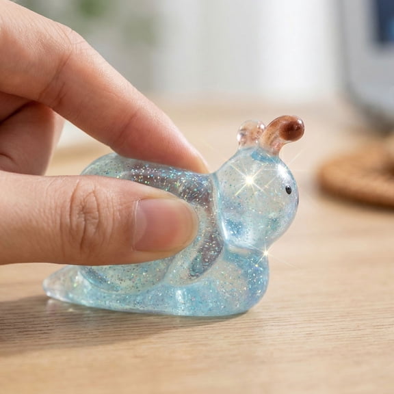 2026 new Fidget toys for Anxiety, Sensory toys for Autism, 3X2 in, Snail Shaped Squish, Autism Sensory Products, Portable Pocket Sized, Glitter Blue Red, 1 Pc