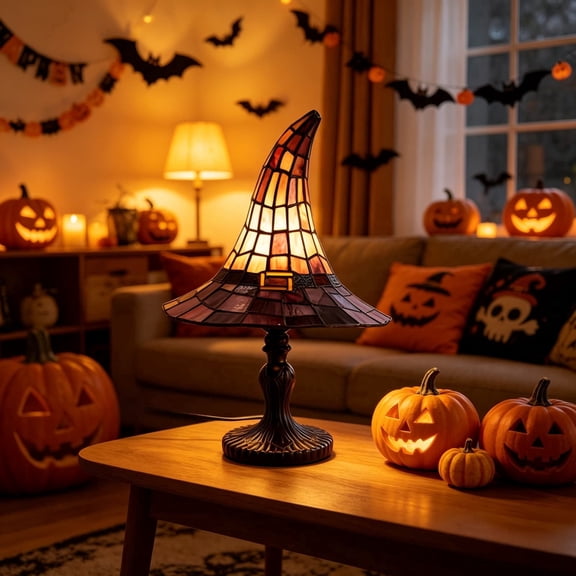 2026 new Halloween Witch Hat Table Lamp Halloween Glowing Decor For shelf spooky Mini Night Light, Suitable for Indoor Party & Spooky Outdoor Halloween Decoration