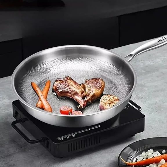 2026 new Hammered Pan Pro with Lid, titanium pans for cooking - Scratch-Resistant Non Stick Nutri Pan for Cooking (10.23in)