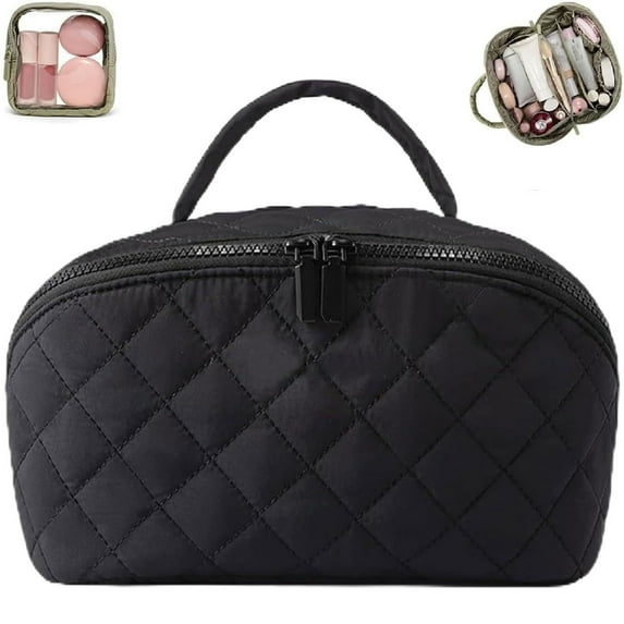 2026 new Petition Makeup Bag,Travel Makeup Bag For Woman,Wide Open Lay-Flat Water-Resistant Cosmetic Case,Organizer For Toiletries & Brushes Large Capacity With Compartments