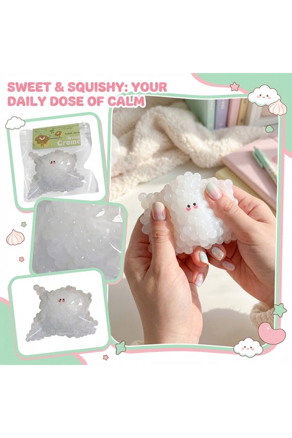 2026 new Squishy Slow Rising, Fidget for Adults, Keychain Fidget, Mochi Squishy toy, Calming Play, Workspace Accent, off White, 1 Pc