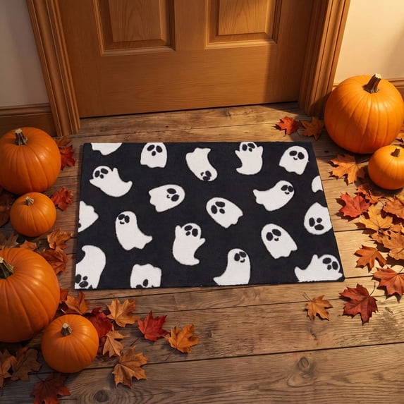2026 new Summerween Ghost & Pumpkin Coir Doormat, Cute Spooky Halloween Front Porch Rug, Non-Slip Seasonal Entryway Mat for Fall & Summer Decor, 27.5" x 15.7"