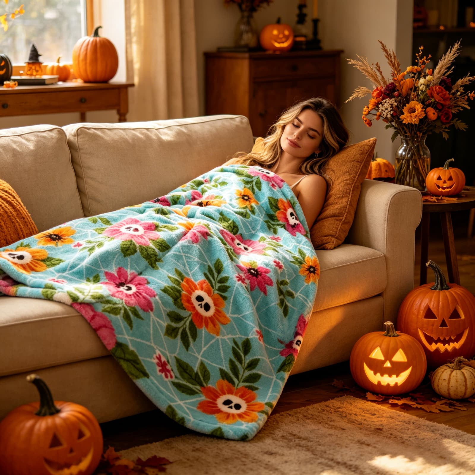 2026 new Summerween Oversize Super Soft Plush Throw Blankets, Summer Patio Pool Halloween Throws, All Seasons