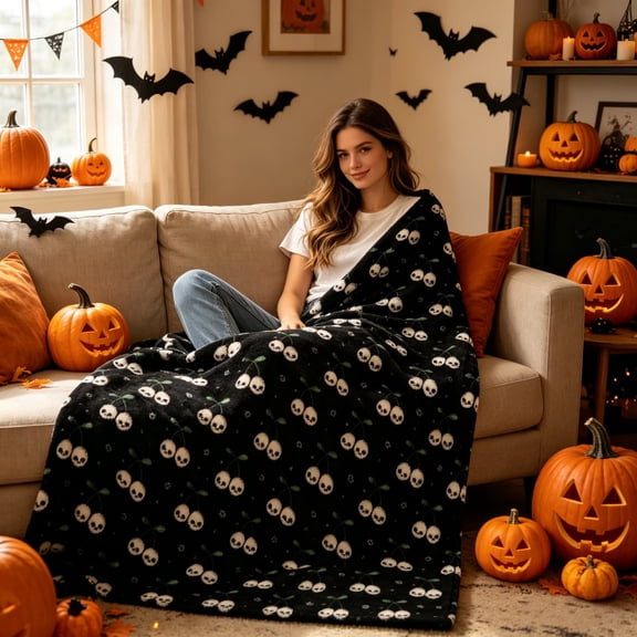 2026 new Summerween Oversize Super Soft Plush Throw Blankets, Summer Patio Pool Halloween Throws, All Seasons