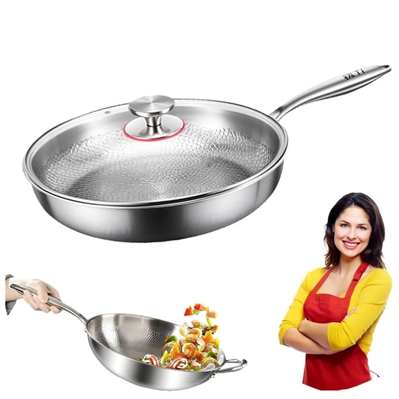 2026 new Titanium Hammered Pan Pro with Lid, titanium pans for cooking -Durable Scratch-Resistant Non Stick Titanium Nutri Pan for Cooking (8in)
