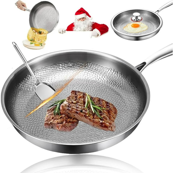 2026 new Titanium Hammered Pan Pro with Lid, titanium pans for cooking -Durable Scratch-Resistant Non Stick Titanium Nutri Pan for Cooking
