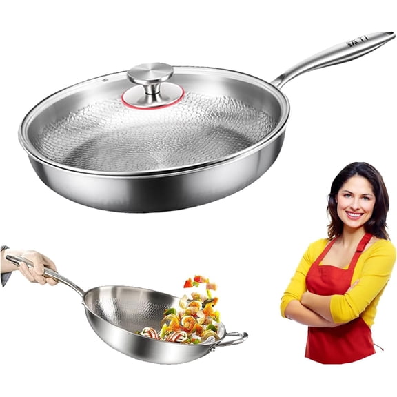 2026 new Titanium Hammered Pan Pro with Lid, titanium pans for cooking -Durable Scratch-Resistant Non Stick Titanium Nutri Pan for Cooking