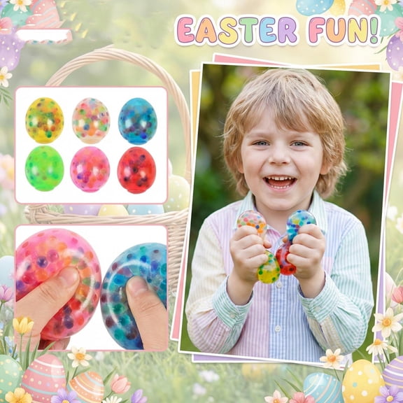 2026 new Water Sensory toys, 2 in Egg Shape, Water Gel Beads, 6 Pc Pack, Mixed Vibrant Hues, Squishy Fidget toys, Anxiety Relief, Easter Party Favors