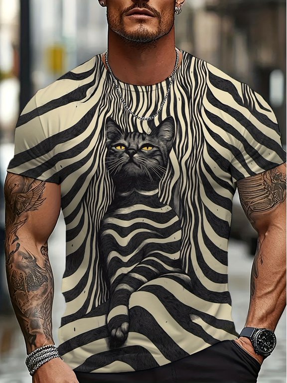 2026 new men's large-size round neck short-sleeved T-shirt, European and American fashion style, breathable, comfortable and casual