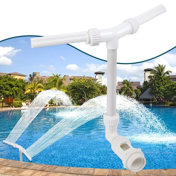 2026 pool waterfall - Dual Spray Pool Fountain Adjustable Double Head Waterfall Sprinkler for Above Ground & Inground Pools,A: Dual-head fountain + adapter + color box