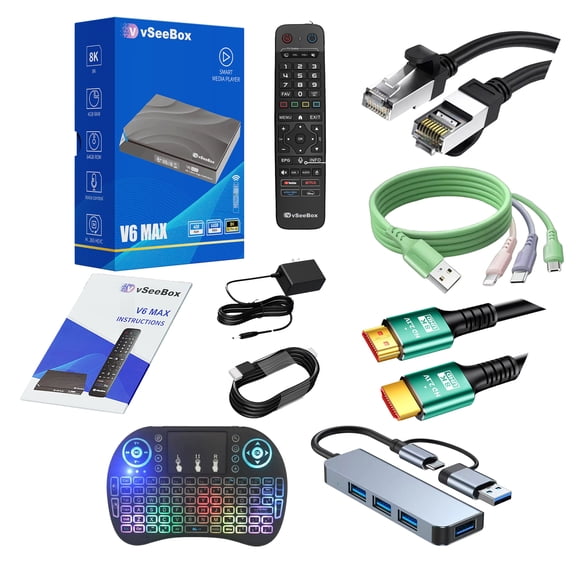 2026 vSeeBox V6 Max WiFi 6 8K HD Voice Control with Gift Package