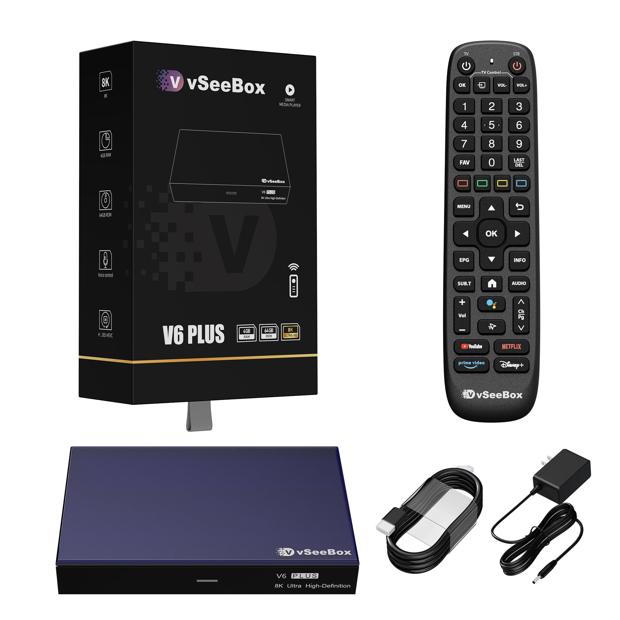 2026 vSeeBox V6 Plus Version, Voice Control, 8K HDMI, Android 14, 4GB ...