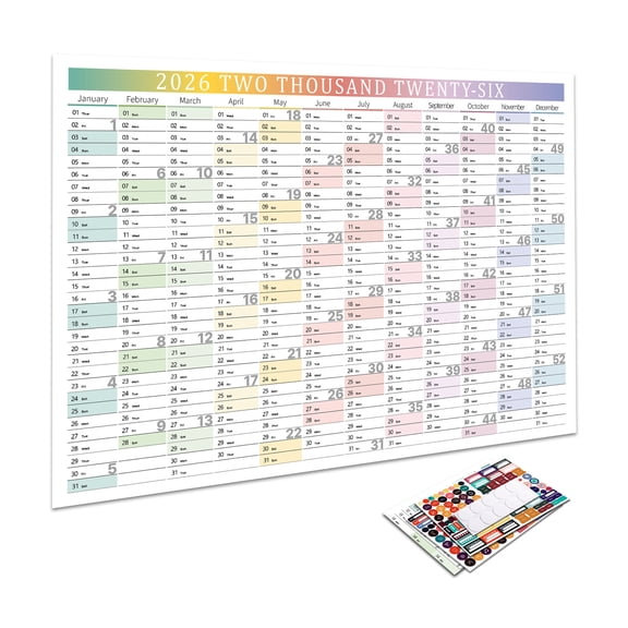 2026 wall calendar, poster-Styles weeklys planner with stickers, Made Ofss 12-month thick paper, suitable for home, school, teachers and students.