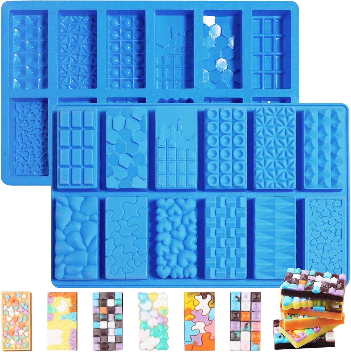 2026New 1inch Deep Small Chocolate Bar Mold for Mini Dubai, 2Pcs Candy Silicone Molds Dubai Pistachio