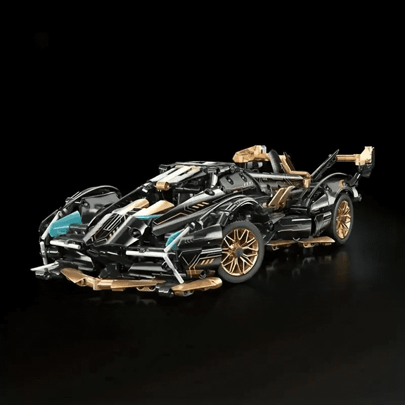 2026New Building Block Racing Car V12 Building Block Car Black and Gold Fine Model Car Birthday Gift Gift for boyfriend