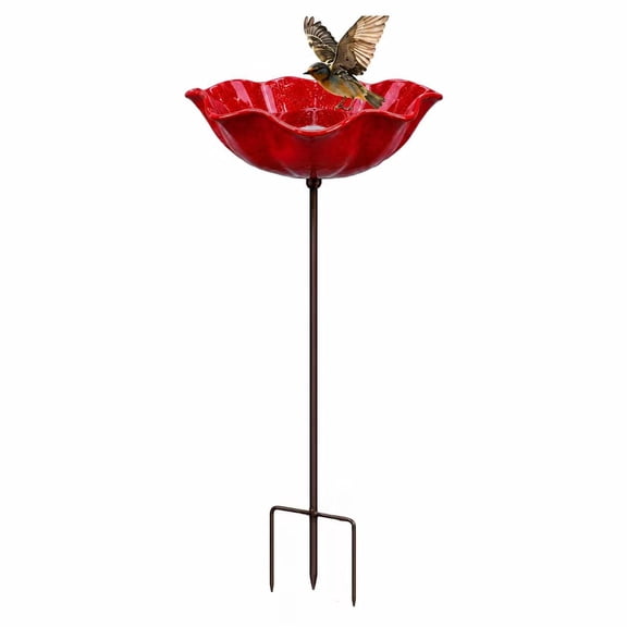 2026New Handmade Metal Flower Garden Stakes Bird Bath - 3-in-1 Mini Bird Bath & Pollinator Station - Durable Metal Stake w/ Bee Bath & Bird Bowl - Weather-Resistant for Garden Yard Decor (1/2/3 Pack)