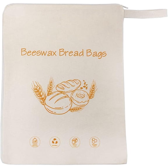 2026New Large Beeswax Lined Bread Bag for Sourdough 17x13 Inches, Double Layer Reusable Food Storage with Airtight Zipper, Moisture Lock Keeper for Homemade Bread Loaf