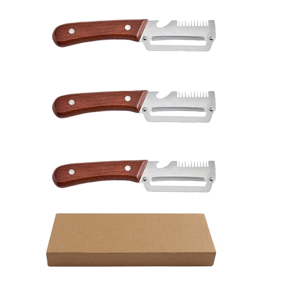 2026New Multi-functional Vegetable Peeler, Kitchen Multi-function Stainless Steel Thickened Fruit Peeler Knife with Wooden Handle,Suitable for Peeling Fruits and Shredding Scallions