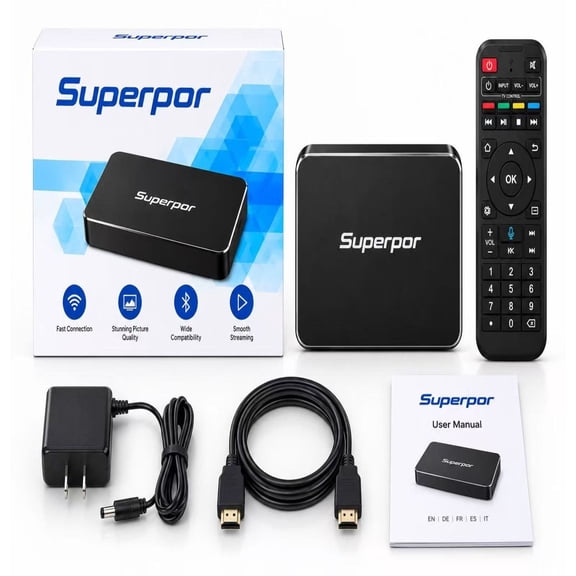 2026Super S7P ro Black 4K Home Entertainment Media Player, with Voice Control and 7-Day Content Archive