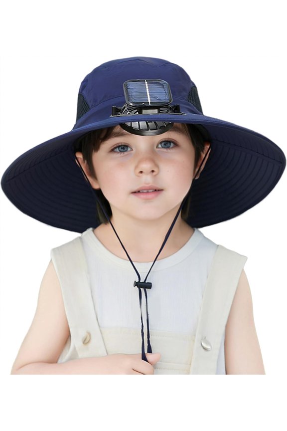 Solar Fan Hat for Kids - Wide Brim Sun Hat with Solar Powered Fan, Adjustable & UPF 50+