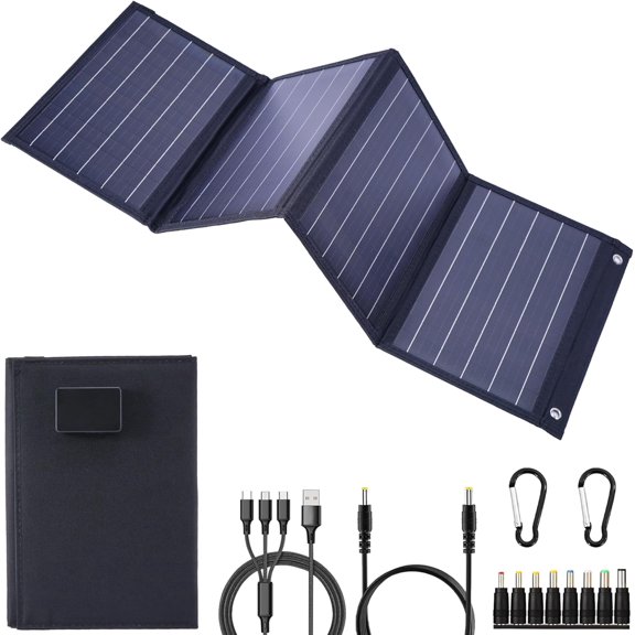 2026Upgrade 40W Foldable Solar Panel Charger,25% High Efficiency Portable N Type Cell,USB-C/USB-A/DC12V MPPT Fast Charging, IP67 Waterproof Lightweight Solar Charger for Outdoor Travel Emergency