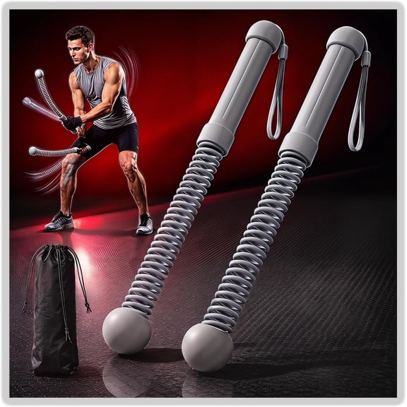 2026Upgraded Weighted Ropeless  Ropes for  Gym&Travel - 2Pack 4MM Steel Spring Cordless Portable  Ropes, Exercise Rope Sticks for HIIT, Strength&Cardio, Grey