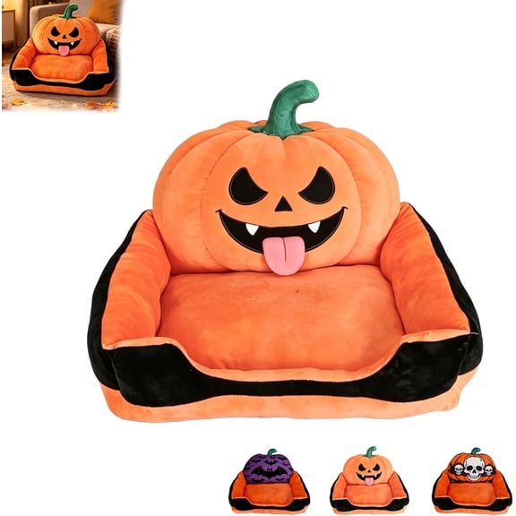 2026new Halloween Cat Bed Pumpkin Shaped, Soft Plush Fall Pumpkin Cat Dog Bed, for Halloween Party Pet Accessory Living Room Decor,Winter Warm Pet Bed a Gift for Cat Lovers