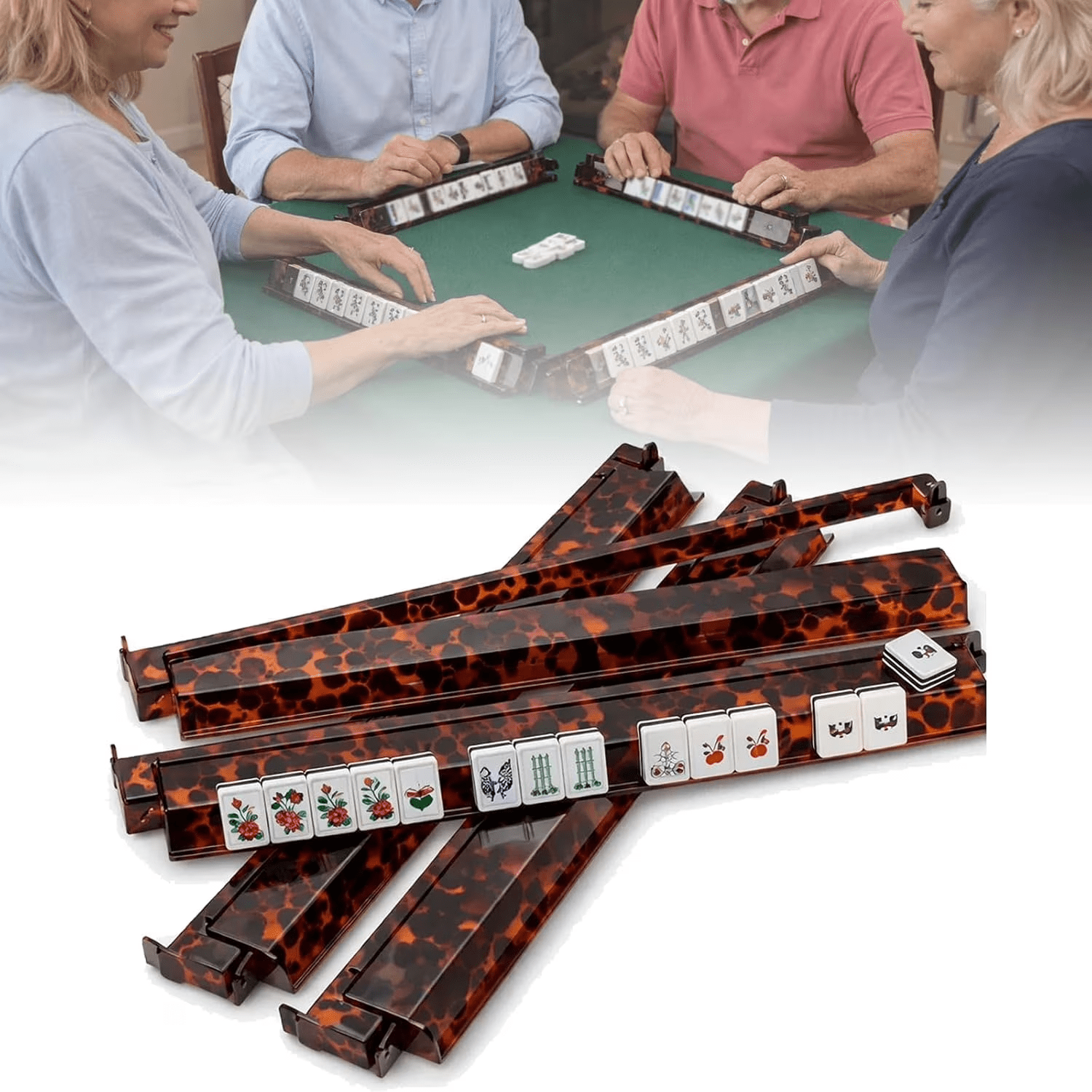 2027 2026 New Tortoise Shell Mahjong Rack & Pusher Set – Detachable ...