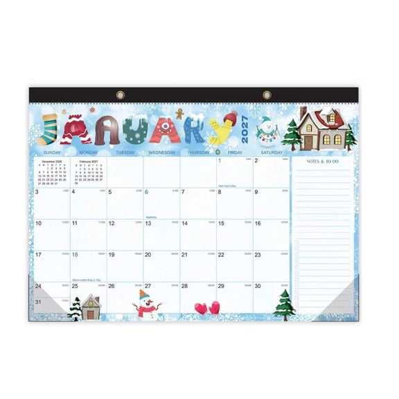 2027-2028 Monthly Wall Calendar, Black Header Holiday Design 2027 2028 Wall Calendar, 18 Month Monthly Planner, for Notes Planning Calendar