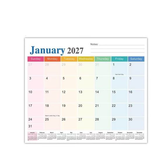 2027-2028 Wall Calendar 18-Month Large Planner with Color-Coded Weekly Layout and Notes for Home Office School Planning and Organization