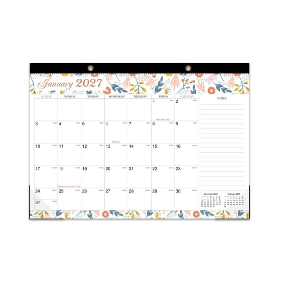 2027-2028 Wall Calendarh Floral Hanging Monthly Calendar From Jan 2027 To Jun 2028Large Blocks With Notes Pretty Wildflower Decorative Des