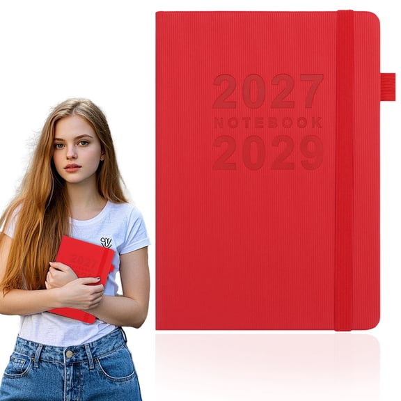 2027-2029 3 Year Planner Notebook, Thickened English Daily Weekly Monthly Annual Schedule Book, Portable Time Management Organizer Calendar Planner, Red