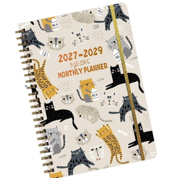 2027-2029 Date Planner Notebook, Wirebound Monthly Schedule Book with Paper Pages for Study Planning, Work Appointments, Household Routines