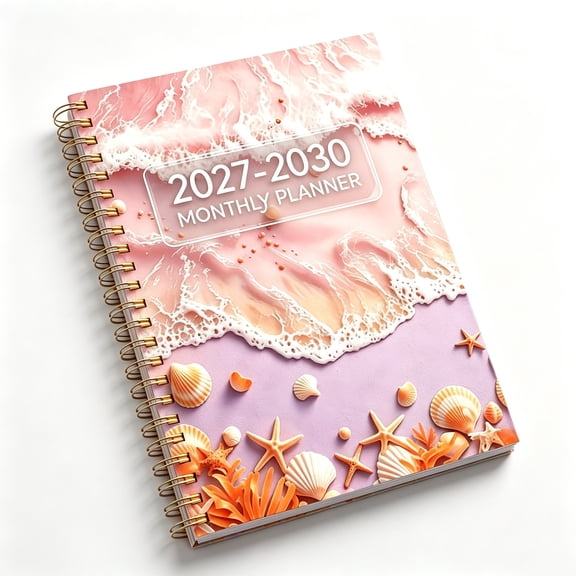 2027-2030 Monthly Planner, 4 Year Monthly Calendar Planner with Beach-Themed Covers & Monthly Tabs, 48-Month Annual Calendar Planning Notebook for Work Home