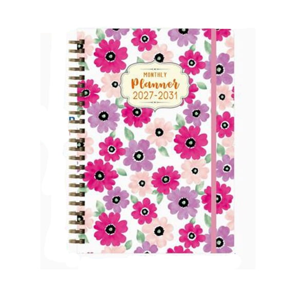 2027-2031 Monthly Planner 5 Year 8.26inx5.9in Floral Hardcover Spiral Notebook with Tabs, Office School