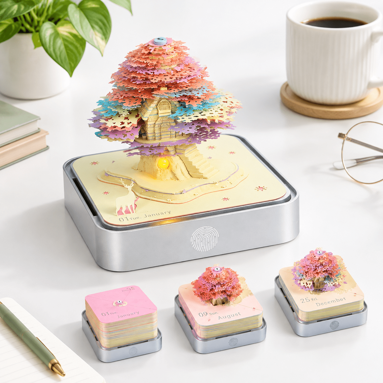 2027 3D Desk Calendar with LED Lights, Colourful Tree House Design ...