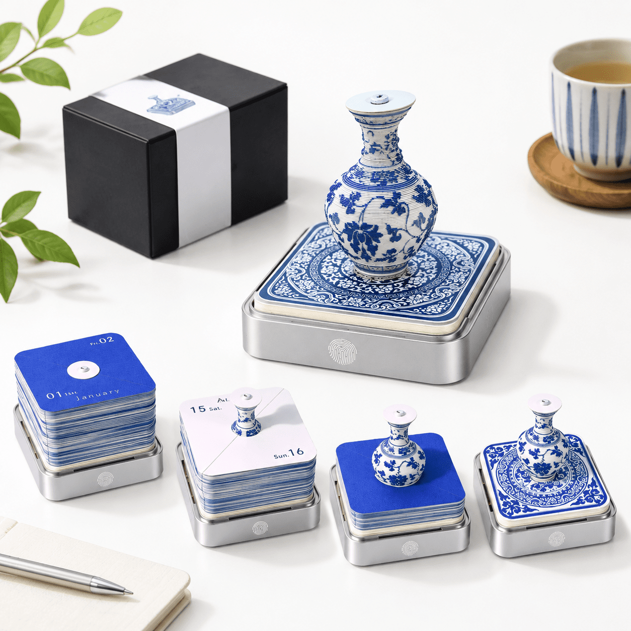 2027 3D Desk Calendar with LED Lights, Porcelain Finish, Creative ...