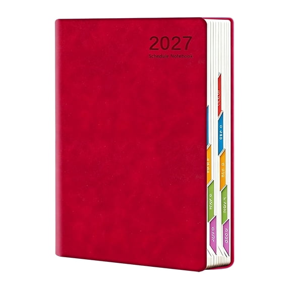 2027 A5 Daily Planner Notebook, Faux Leather Hardcover Calendar Organizer, Date‑Marked One Page Per Day Journal, Portable Scheduler for Work Study Daily Goal Planning