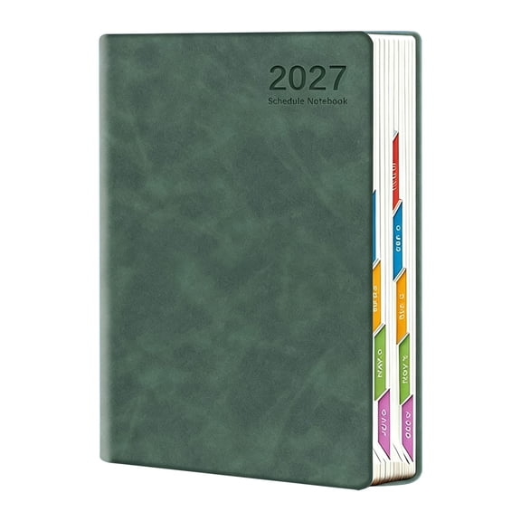 2027 A5 Daily Planner Notebook, Faux Leather Hardcover Calendar Organizer, Date‑Marked One Page Per Day Journal, Portable Scheduler for Work Study Daily Goal Planning