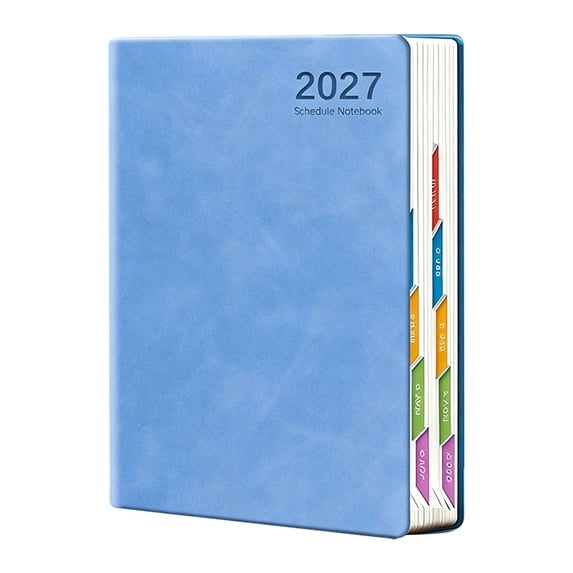 2027 A5 Daily Planner Notebook, Faux Leather Hardcover Calendar Organizer, Date‑Marked One Page Per Day Journal, Portable Scheduler for Work Study Daily Goal Planning