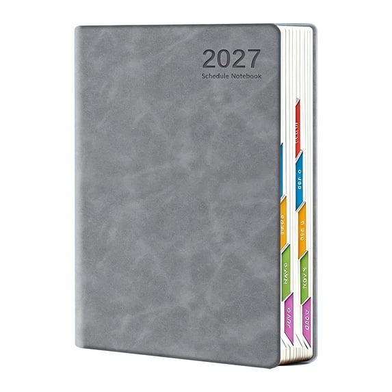 2027 A5 Daily Planner Notebook, Faux Leather Hardcover Calendar Organizer, Date‑Marked One Page Per Day Journal, Portable Scheduler for Work Study Daily Goal Planning